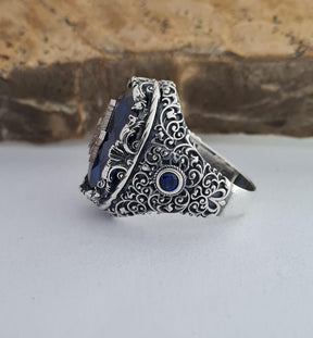 Master Mason Blue Lodge Ring - Blue Sapphire - Bricks Masons