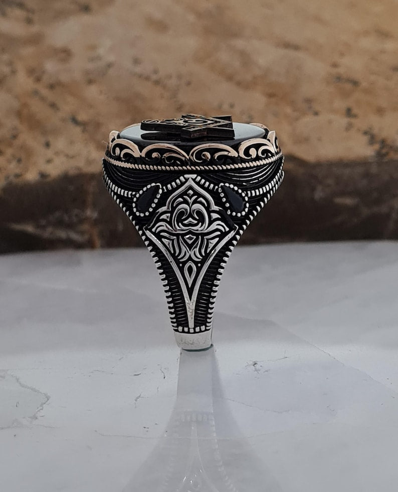 Master Mason Blue Lodge Ring - Sterling Silver Black Onyx - Bricks Masons