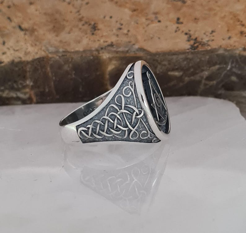 Master Mason Blue Lodge Ring - Sterling Silver Celtic Knotwork - Bricks Masons