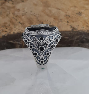 Master Mason Blue Lodge Ring - Black Onyx Sterling Silver - Bricks Masons