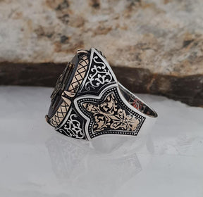 Master Mason Blue Lodge Ring - Sterling Silver Zircon - Bricks Masons