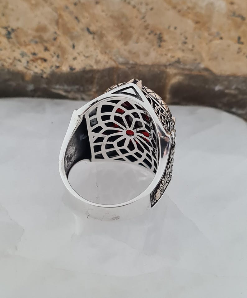 Master Mason Blue Lodge Ring - Handmade Sterling Silver Zircon - Bricks Masons