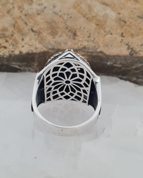 Master Mason Blue Lodge Ring - Handmade Sterling Silver Lapis Lazuli - Bricks Masons