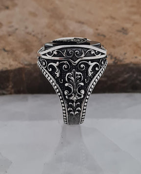 Master Mason Blue Lodge Ring - Sterling Silver Black Onyx - Bricks Masons