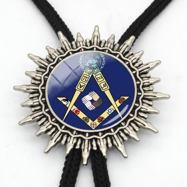 Master Mason Blue Lodge Bolo Tie - Square and Compass G - Bricks Masons