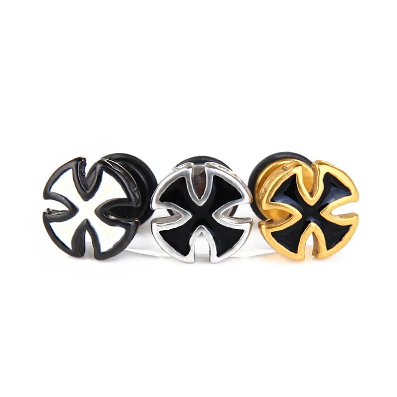 Knights Templar Earring - Stainless Steel Cross Various Colors - Bricks Masons