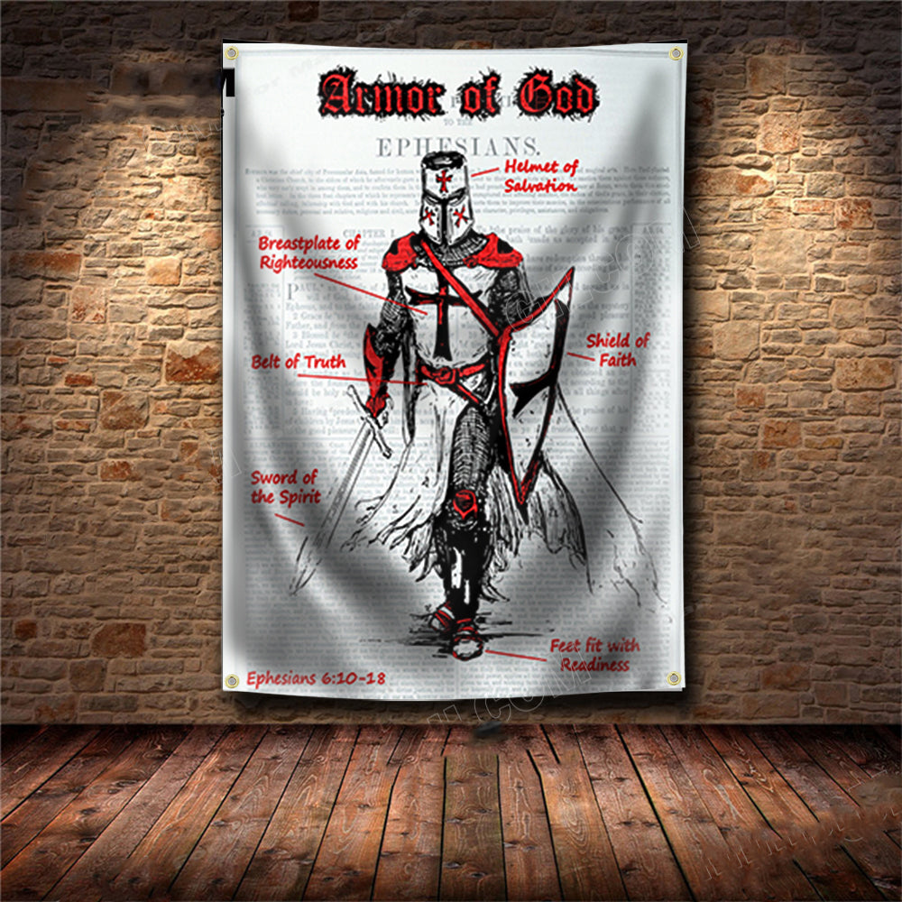 Knights Templar Flag - Armor Of God Temple - Bricks Masons