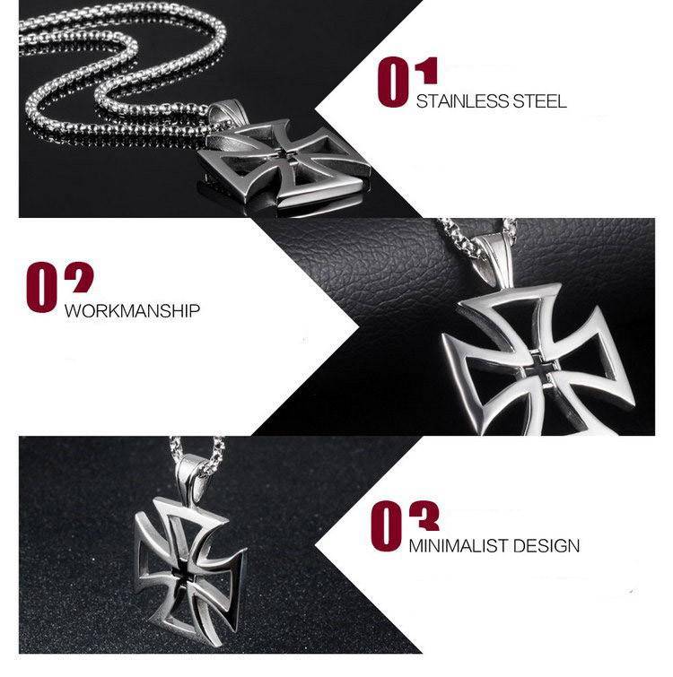 Knights Templar Necklace - Double Maltese Cross - Bricks Masons