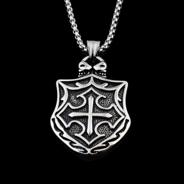Knights Templar Necklace - Medieval Cross Shield - Bricks Masons