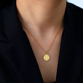 Knights Templar Commandery Necklace - Jerusalem Cross Round Pendant - Bricks Masons