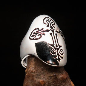 Knights Templar Ring - Antiqued Sterling Silver Cross