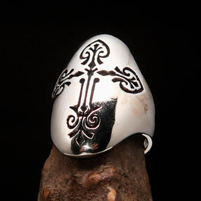 Knights Templar Ring - Antiqued Sterling Silver Cross