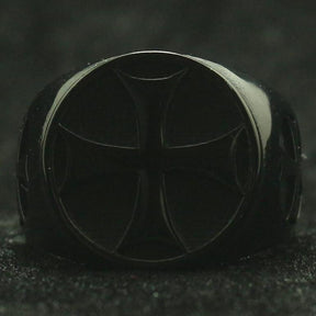 Knights Templar Ring - Black Cross - Bricks Masons