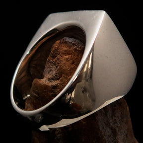 Knights Templar Ring - Black Fleur De Lis Sterling Silver