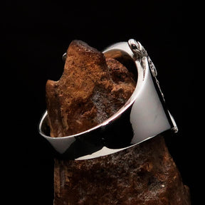 Knights Templar Ring - Black Shield Cross Sterling Silver