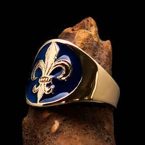 Knights Templar Ring - Blue Knight Fleur De Lis Cross