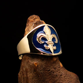 Knights Templar Ring - Blue Knight Fleur De Lis Cross