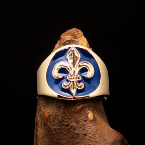 Knights Templar Ring - Blue Knight Fleur De Lis Cross