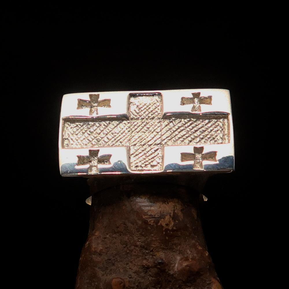 Knights Templar Ring - Flag of Georgia Sterling Silver - Bricks Masons