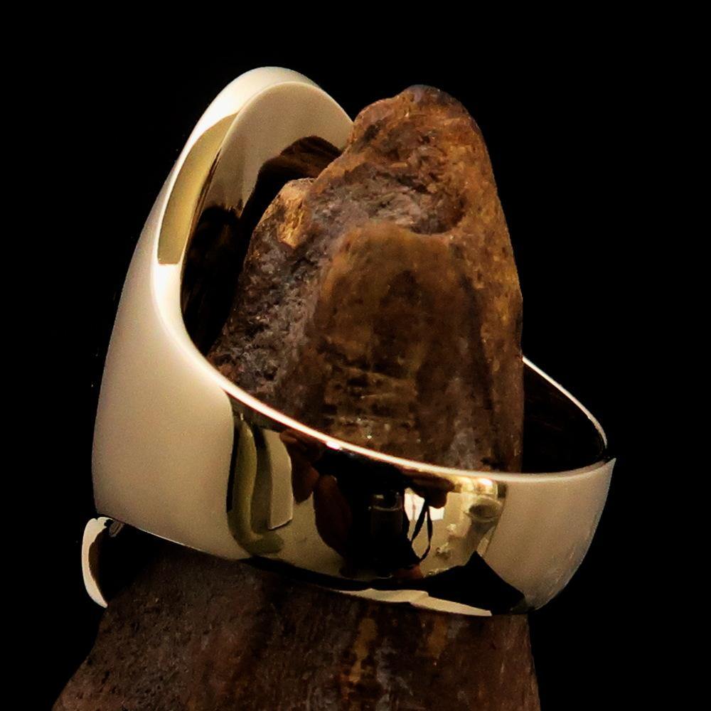 Knights Templar Ring - Gold Brass Ring With Cross