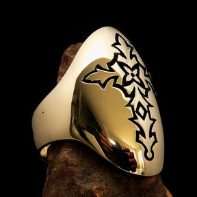 Knights Templar Ring - Gold Brass Ring With Cross