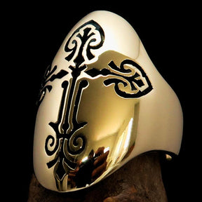 Knights Templar Ring - Gold Polished Cross Brass