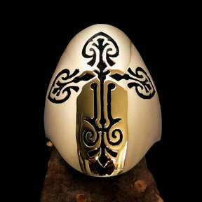 Knights Templar Ring - Gold Polished Cross Brass
