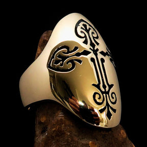 Knights Templar Ring - Gold Polished Cross Brass
