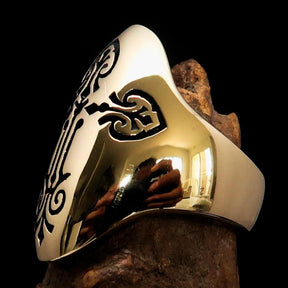 Knights Templar Ring - Gold Polished Cross Brass
