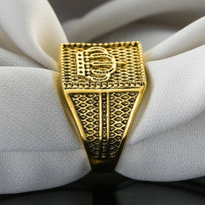 Knights Templar Ring - Golden Royal Crown Knight - Bricks Masons