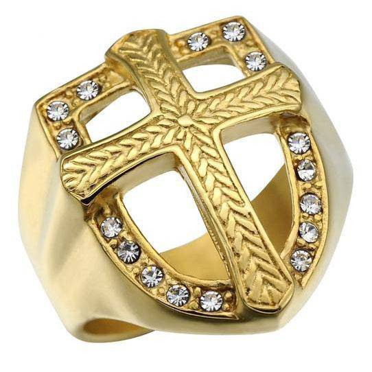 Knights Templar Ring - Golden Zirconia Armor - Bricks Masons