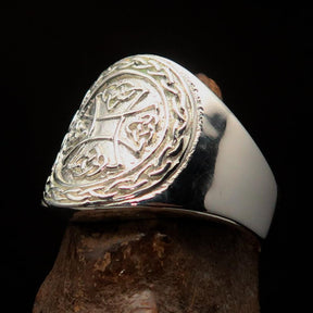 Knights Templar Ring - Polished Cross Sterling Silver