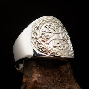 Knights Templar Ring - Polished Cross Sterling Silver