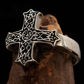 Knights Templar Ring - Silver & Black Cross Sterling Silver
