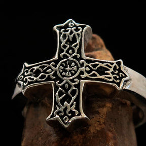 Knights Templar Ring - Silver & Black Cross Sterling Silver