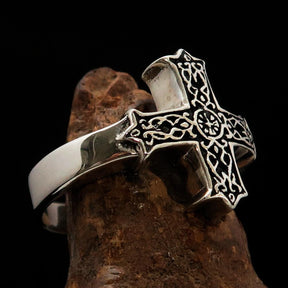 Knights Templar Ring - Silver & Black Cross Sterling Silver