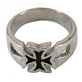 Knights Templar Commandery Ring - Silver Cross Stainless Steel - Bricks Masons