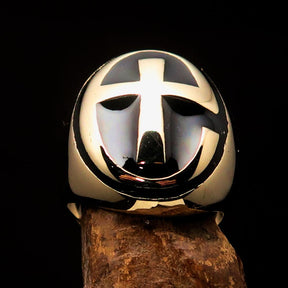 Knights Templar Ring - Solid Brass Gold Cross