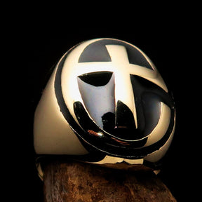 Knights Templar Ring - Solid Brass Gold Cross