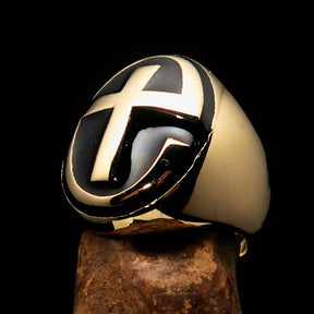 Knights Templar Ring - Solid Brass Gold Cross