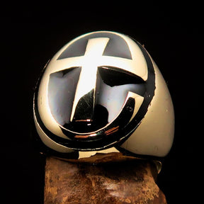 Knights Templar Ring - Solid Brass Gold Cross