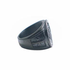 Knights Templar Ring - St. Michael Protect Us Black - Bricks Masons