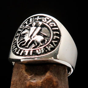 Knights Templar Ring - Sterling Silver Sigillum MilItum XPISTI