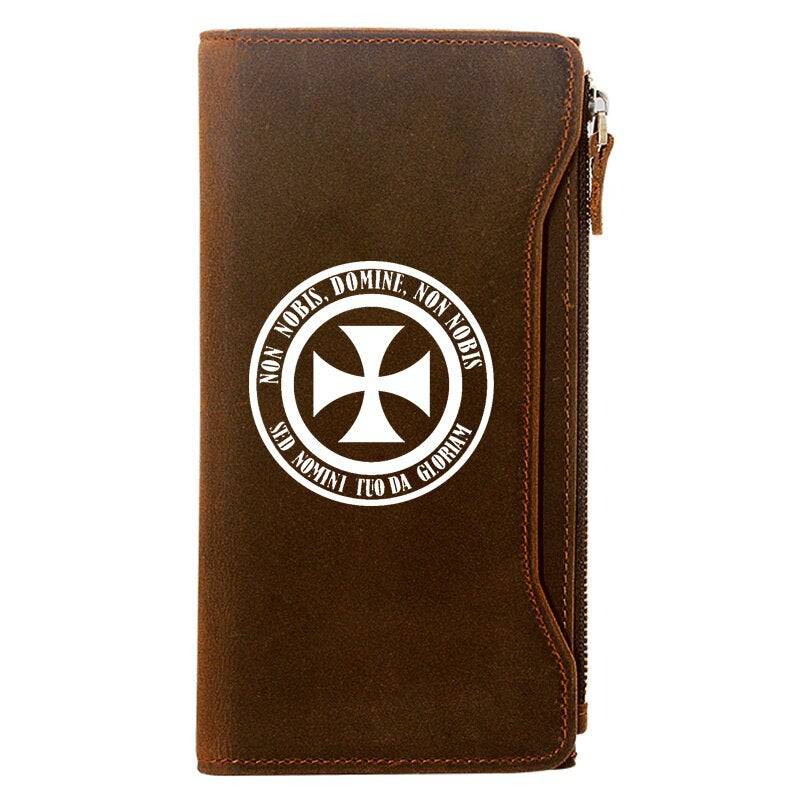Knights Templar Wallet - Genuine Leather Crusader Cross - Bricks Masons