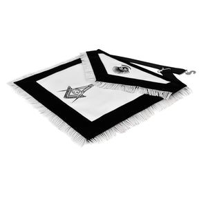 Master Mason Blue Lodge Apron - Black Velvet With Silver Machine Embroidery - Bricks Masons