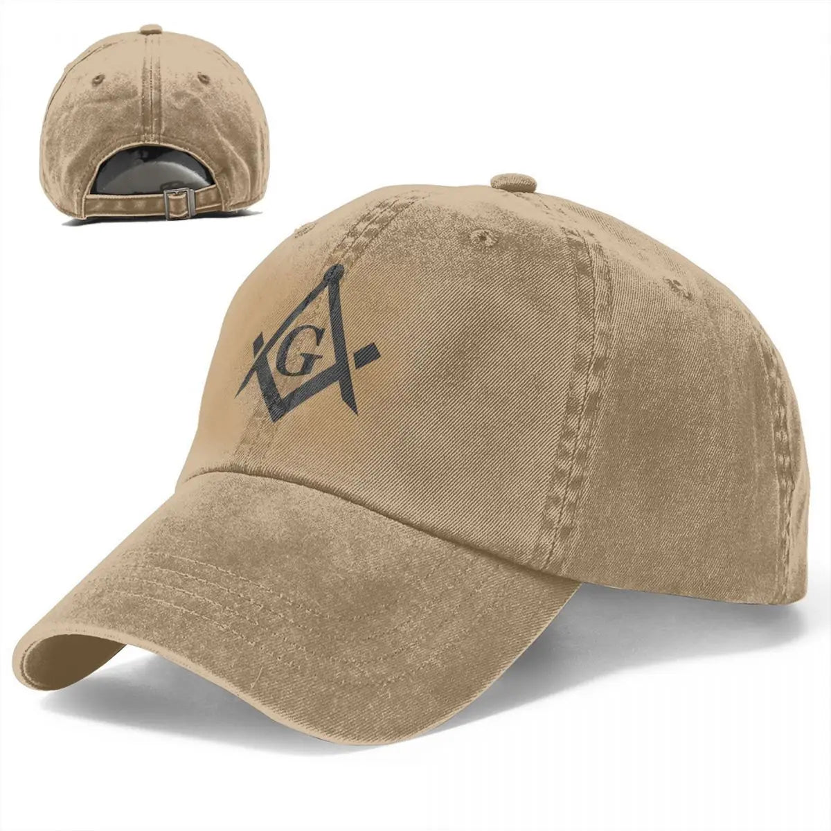 Master Mason Blue Lodge Baseball Cap - Gold Square Compass - Bricks Masons