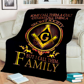 Master Mason Blue Lodge Blanket - 3D Printed Square and Compass G Flannel - Bricks Masons