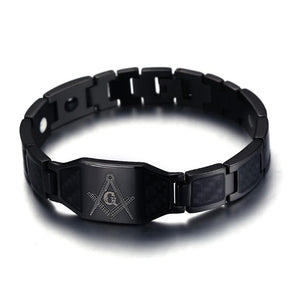 Master Mason Blue Lodge Bracelet - Black Magnetic Stainless Steel - Bricks Masons
