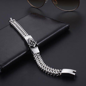 Master Mason Blue Lodge Bracelet - Interlaced Stainless Steel - Bricks Masons