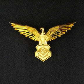 Master Mason Blue Lodge Brooch - Gold Plated Eagle Shape - Bricks Masons